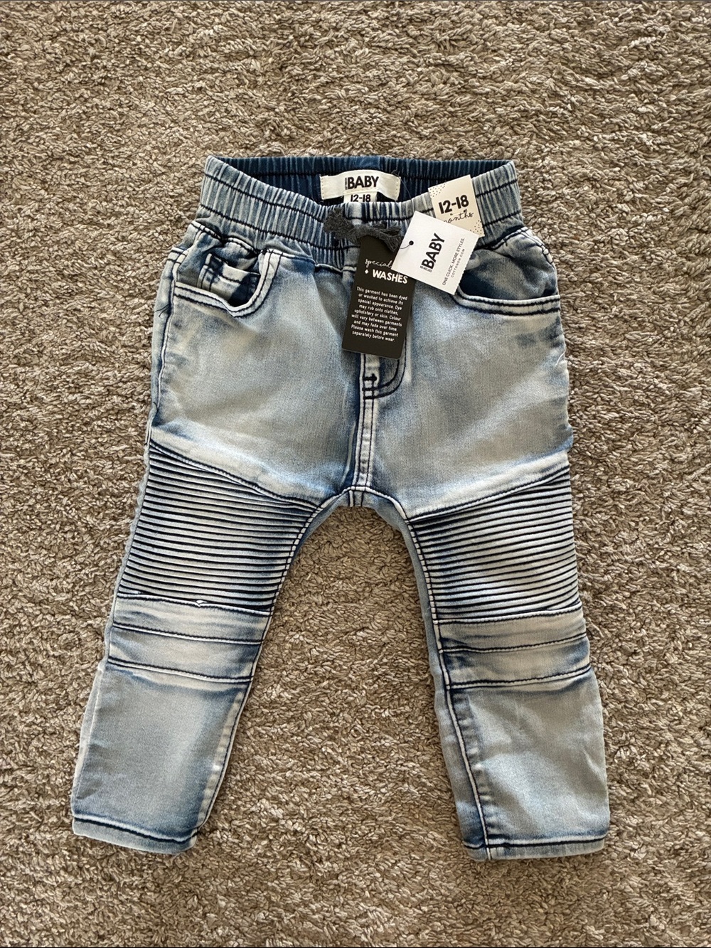 Cotton On Light Blue Moto Ribbed Baby Jeans